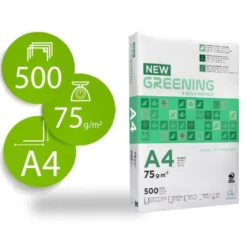 PAPEL FOTOCOPIADORA GREENING DIN A4 75 GRAMOS PAQUETE DE 500 HOJAS