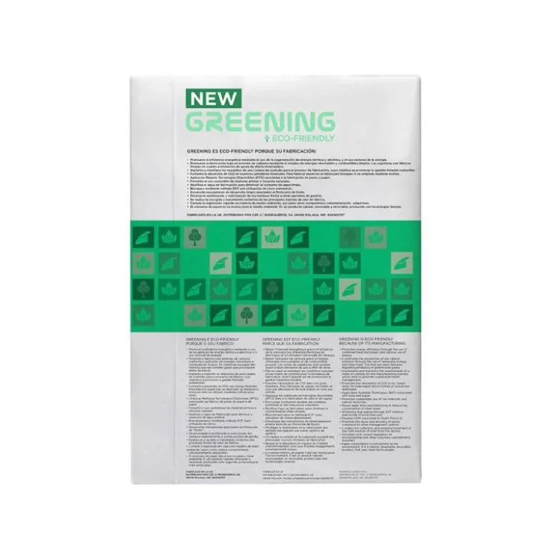 PAPEL FOTOCOPIADORA GREENING DIN A4 75 GRAMOS PAQUETE DE 500 HOJAS