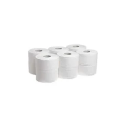 PAPEL HIGIENICO AMOOS JUMBO INDUSTRIAL MISSION CARE EXTRACCION CENTRAL 2 CAPAS 33G/M2 PAQUETE DE 12 ROLLOS
