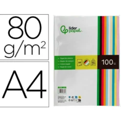 Papel Liderpapel Colores Surtidos 80 g/m2 A4 100 hojas