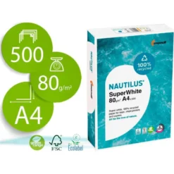 Papel multifunción A4 Nautilus superwhite reciclado 80 g/m2
