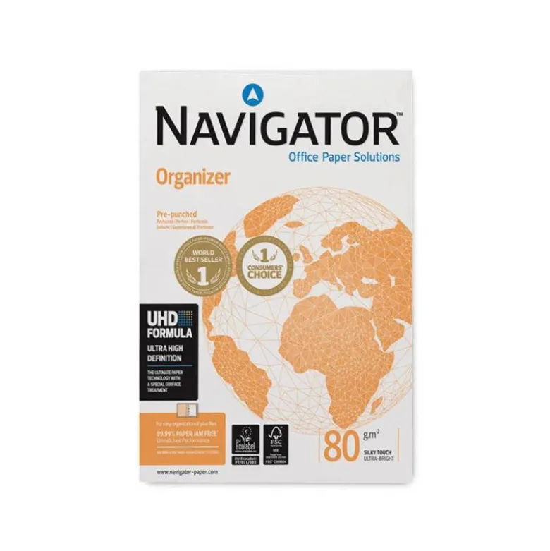 Papel multifuncion A4 Navigator 80 g/m2 -4 Taladros -