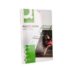 Papel Q-Connect foto glossy kf02163 Din A4 alta calidad digital photo. Bolsa de 20 hojas de 260 gr.