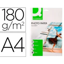 Papel Q-Connect foto glossy kf01103 DIN A4 digital photo. Bolsa de 20 hojas de 180 gr