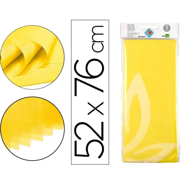 Papel seda marca Liderpapel amarillo paquete 5 hojas