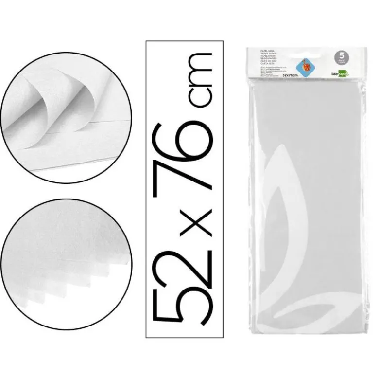 Papel seda marca Liderpapel blanco paquete 5 hojas