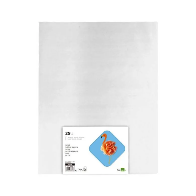 Papel seda marca Liderpapel blanco paquete 25 hojas