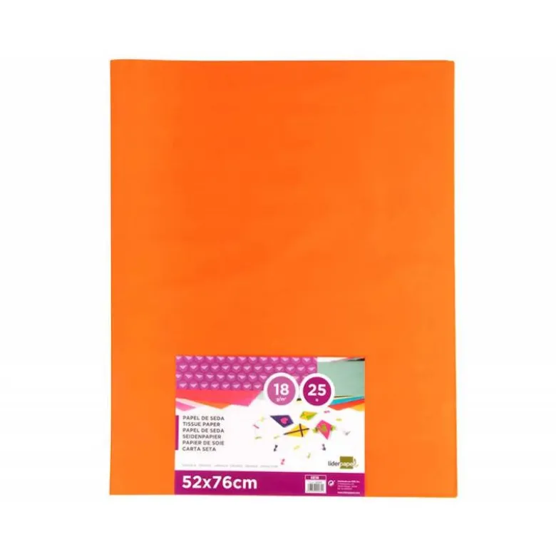 Papel seda marca Liderpapel naranja paquete 25 hojas