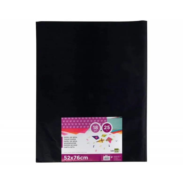 Papel seda marca Liderpapel negro paquete 25 hojas
