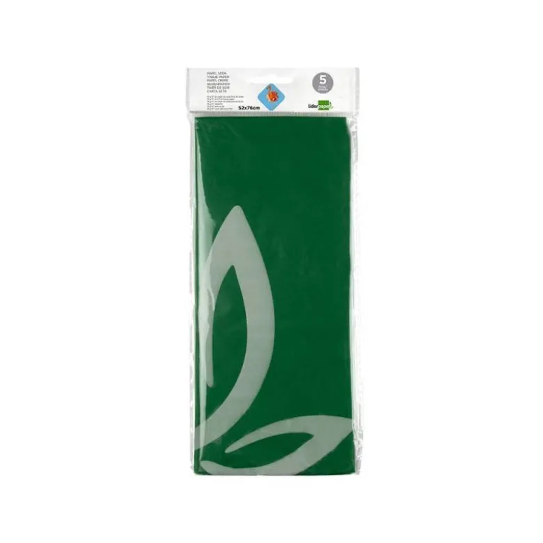 Papel seda marca Liderpapel verde oscuro paquete 5 hojas