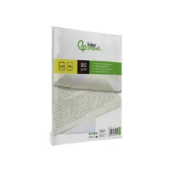 Papel verjurado liderpapel A4 90g/m2 blanco paquete de 100 hojas.