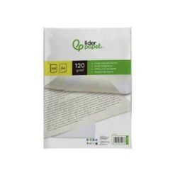 Papel verjurado liderpapel A4 120g/m2 blanco paquete de 100 hojas.