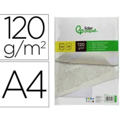 Papel verjurado liderpapel A4 120g/m2 blanco paquete de 100 hojas.