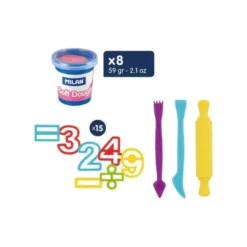 PASTA MILAN PARA MODELAR SOFT DOUGH MUCHAS LETRAS CON HERRAMIENTAS MALETIN CON 8 BOTES COLORES SURTIDOS 59 G