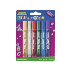 PEGAMENTO IMEDIO GLITTER GLUE ORIGINAL PARA MANUALIDADES 10ML BLISTER DE 6 UNIDADES COLORES SURTIDOS