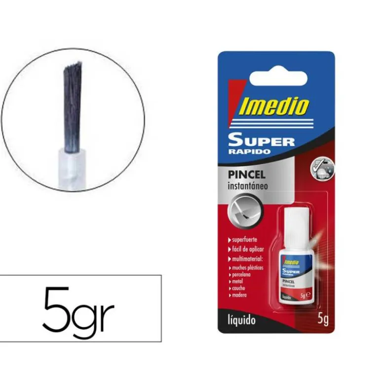PEGAMENTO IMEDIO SUPER RAPIDO ADHESIVO INSTANTANEO PINCEL BOTE DE 5 GR