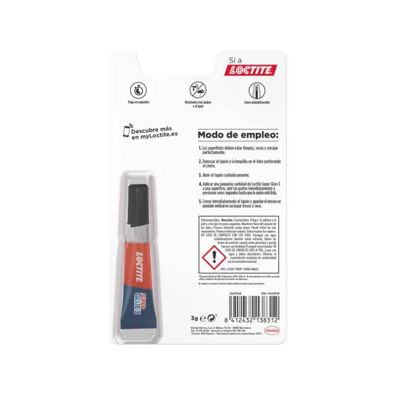 Pegamento Loctite 3 gr adhesivo instantaneo