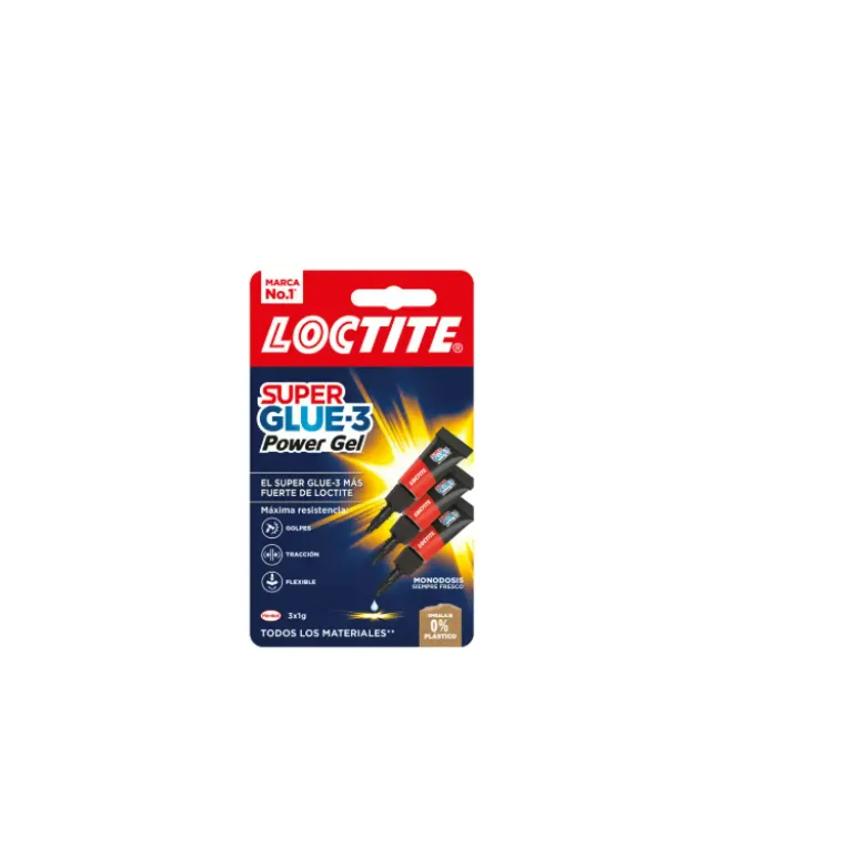 PEGAMENTO LOCTITE SUPER GLUE-3 ADHESIVO INSTANTANEO ORIGINAL POWER GEL 1 GR BLISTER DE 3 UNIDADES