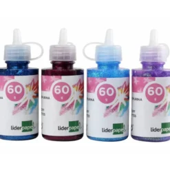 Pegamento purpurina Liderpapel fantasia colores metalicos surtidos envase de 60gr