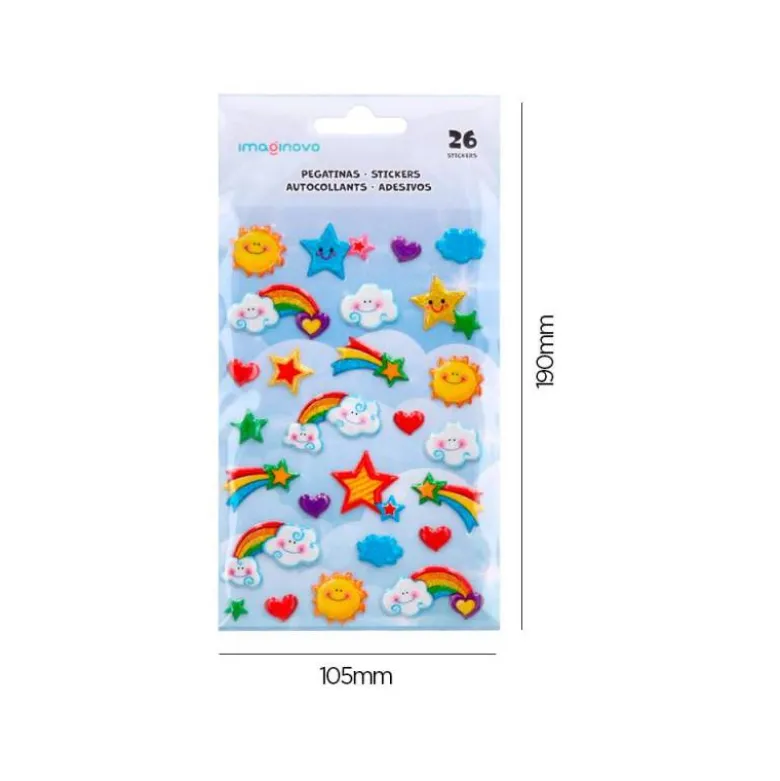 PEGATINAS IMAGINOVO ARCOIRIS MAGIC DREAMS CON RELIEVE 190X105 MM EN BLISTER