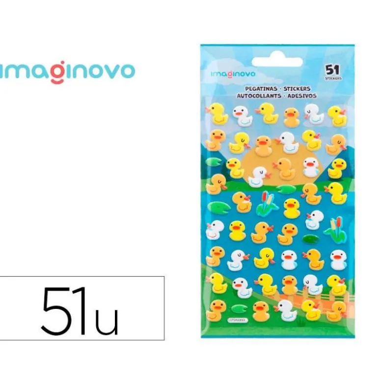 PEGATINAS IMAGINOVO CUTE ANIMALES PATOS CON RELIEVE 190X105 MM EN BLISTER