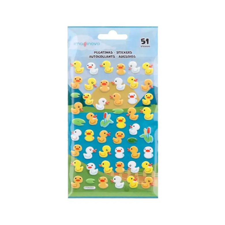 PEGATINAS IMAGINOVO CUTE ANIMALES PATOS CON RELIEVE 190X105 MM EN BLISTER