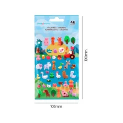 PEGATINAS IMAGINOVO CUTE ANIMALES GRANJA CON RELIEVE 190X105 MM EN BLISTER