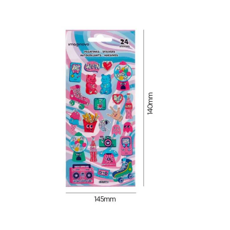PEGATINAS IMAGINOVO DISEÑOS SURTIDOS HOBBIES CON BRILLO 214X100 MM EN BLISTER
