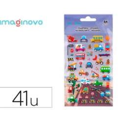 PEGATINAS IMAGINOVO KIDS COCHES CON RELIEVE 190X105 MM EN BLISTER