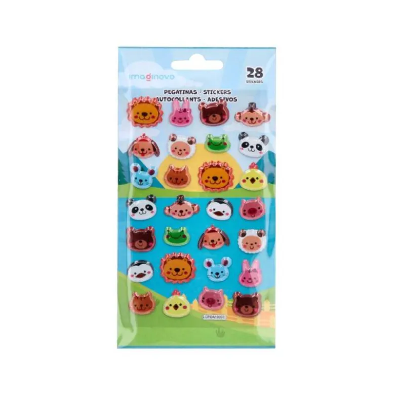PEGATINAS IMAGINOVOL CUTE ANIMALES SALVAJES CARAS CON RELIEVE 190X105 MM EN BLISTER