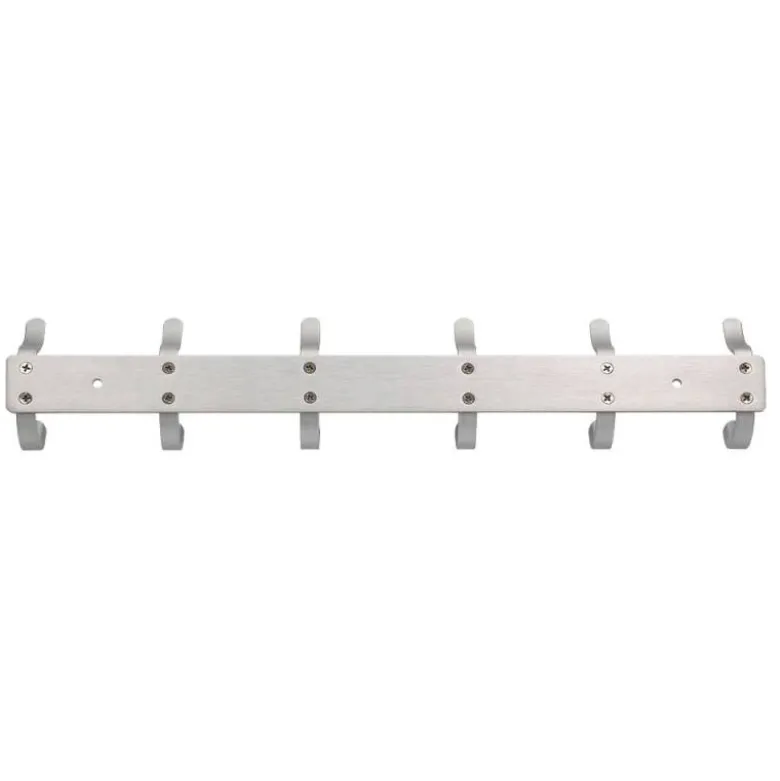 PERCHERO LIDERPAPEL PARED METALICO 6 COLGADORES COLOR PLATA MATE 430X88X55 MM