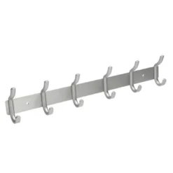 PERCHERO LIDERPAPEL PARED METALICO 6 COLGADORES COLOR PLATA MATE 430X88X55 MM