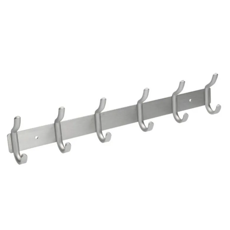 PERCHERO LIDERPAPEL PARED METALICO 6 COLGADORES COLOR PLATA MATE 430X88X55 MM