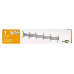 PERCHERO LIDERPAPEL PARED METALICO 6 COLGADORES COLOR PLATA MATE 430X88X55 MM