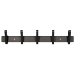 PERCHERO LIDERPAPEL PARED METALICO 5 COLGADORES COLOR NEGRO 430X88X55 MM