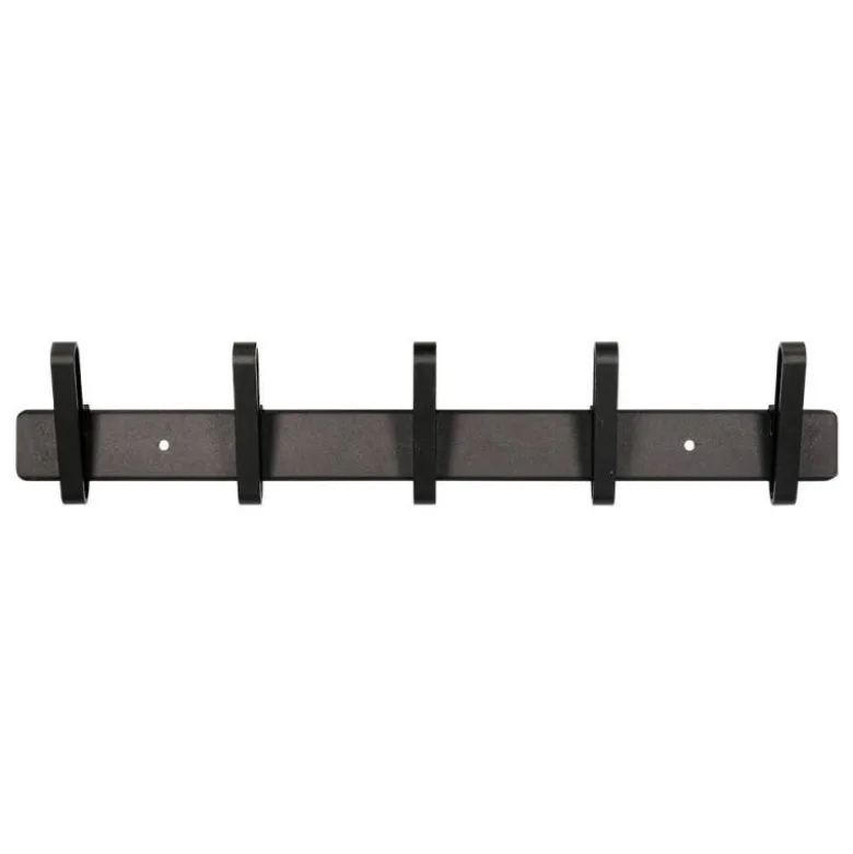 PERCHERO LIDERPAPEL PARED METALICO 5 COLGADORES COLOR NEGRO 430X88X55 MM