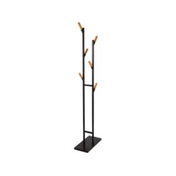 PERCHERO METALICO MAUL RIMA PIE 6 COLGADORES DE MADERA COLOR NEGRO 1840X480X230 MM