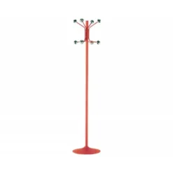 Perchero metalico pie 8 colgadores color rojo 177x38 cm