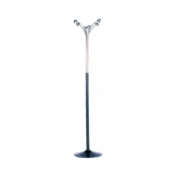 Perchero metalico pie 6 colgadores color negro/cromado177x38 cm