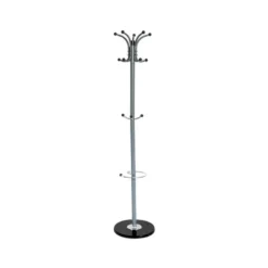 PERCHERO METALICO Q-CONNECT GRIS DE PIE 10 COLGADORES Y PARAGUERO 174X40CM