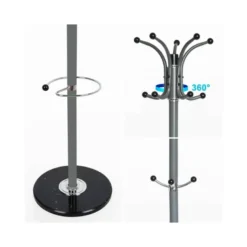 PERCHERO METALICO Q-CONNECT GRIS DE PIE 10 COLGADORES Y PARAGUERO 174X40CM