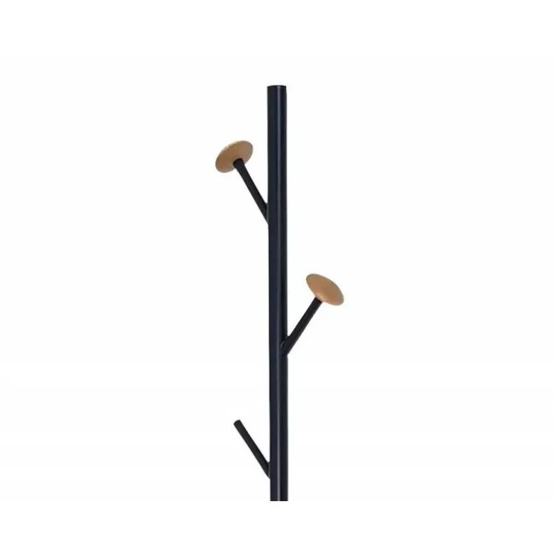 PERCHERO METALICO Q-CONNECT NEGRO CON DETALLES DE MADERA 5 COLGADORES 177X28,5 CM