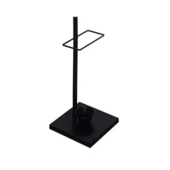 PERCHERO METALICO Q-CONNECT NEGRO CON DETALLES DE MADERA 6 COLGADORES Y PARAGUERO 174X28,5 CM