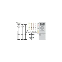 PERCHERO METALICO UNILUX ACCUEIL PIE 8 COLGADORES CON PARAGUERO Y BANDEJA GOTEO GRIS METALIZADO 177 X 38 CM