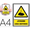 PICTOGRAMA ARCHIVO 2000 ATENCION CARGA SUSPENDIDA PVC COLOR AMARILLO LUMINISCENTE 210X297 MM