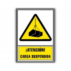 PICTOGRAMA ARCHIVO 2000 ATENCION CARGA SUSPENDIDA PVC COLOR AMARILLO LUMINISCENTE 210X297 MM