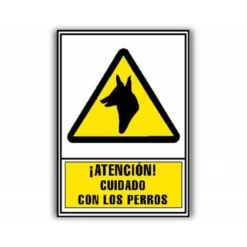 PICTOGRAMA ARCHIVO 2000 ATENCION CUIDADO CON LOS PERROS PVC COLOR AMARILLO LUMINISCENTE 210X297 MM