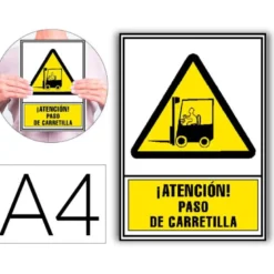 PICTOGRAMA ARCHIVO 2000 ATENCION PASO DE CARRETILLA PVC COLOR AMARILLO LUMINISCENTE 210X297 MM
