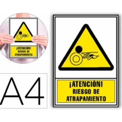 PICTOGRAMA ARCHIVO 2000 ATENCION RIESGO DE ATRAPAMIENTO PVC COLOR AMARILLO LUMINISCENTE 210X297 MM