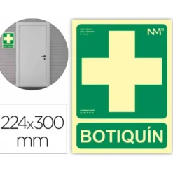 PICTOGRAMA ARCHIVO 2000 BOTIQUIN PVC COLOR VERDE LUMINISCENTE 224X300 MM